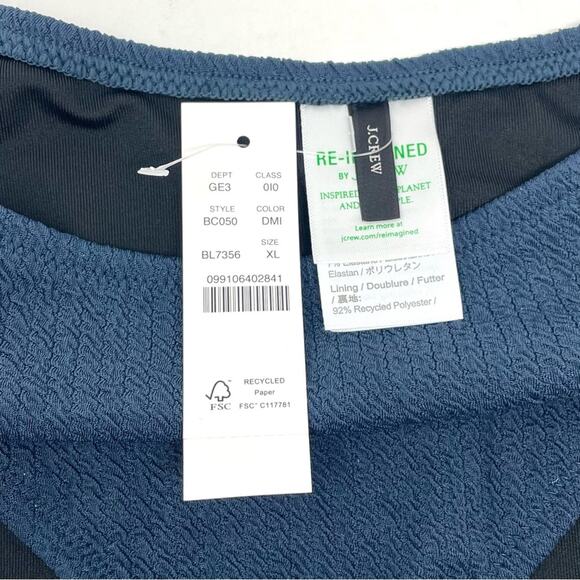 NEW J. Crew Textured Curved-waist Cheeky Bikini Bottom Blue Women’s XL BC050 $59 - Picture 4 of 10